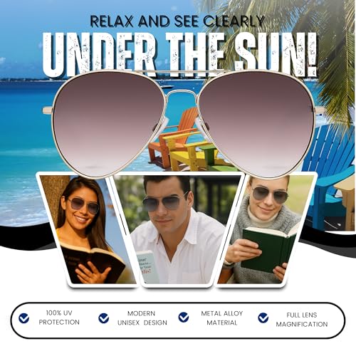 Image of proSPORT Reading Sunglass Tinted FULL LENS Sun Reader Glasses Aviator Large Men Women NOT BIFOCAL