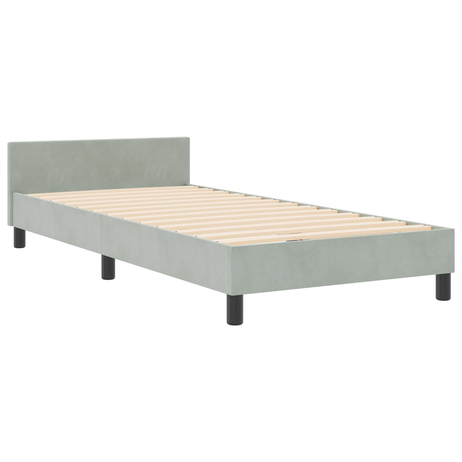 Bettgestell Hellgrau 180x200 cm, Modernes Samt upholstered Doppelbett, bedframe mit headboard und Platform für Bedroom