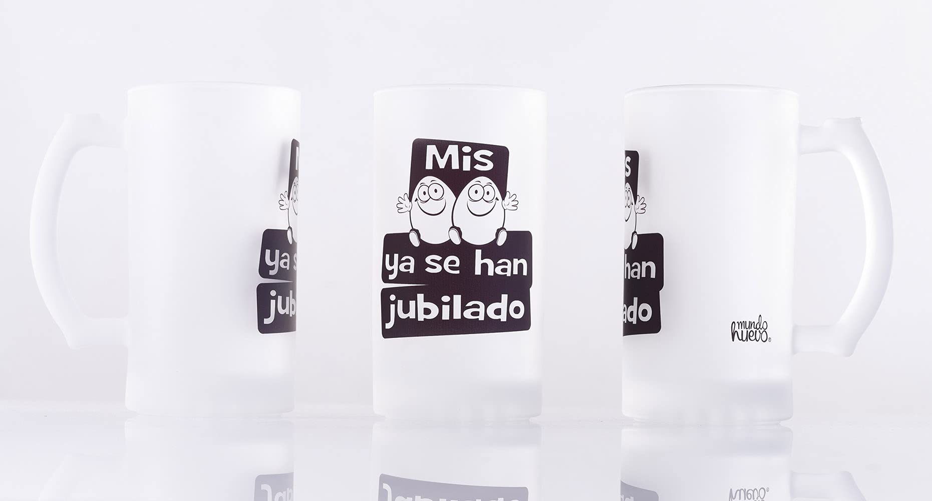 mundohuevo Jarra de cerveza regalo jubilacion. Mis huevos ya se han jubilado. 500 ml.