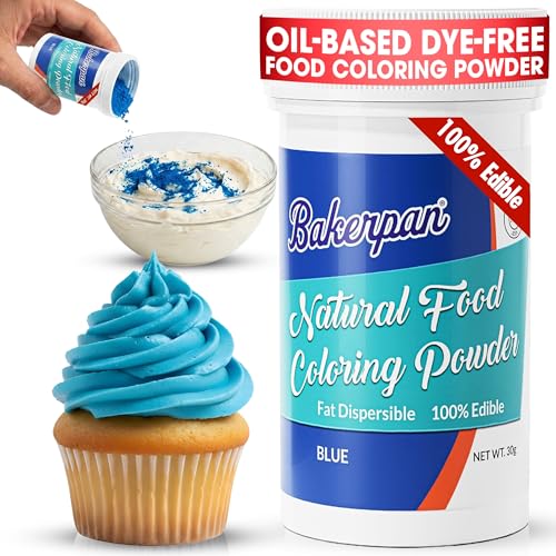Image of Bakerpan Blue Food Coloring Powder for Baking - 30g Oil Based, Artificial Dye-Free, Plant-Based, Kosher, Gluten-Free - For Buttercream, Chocolate, Candy & Cakes