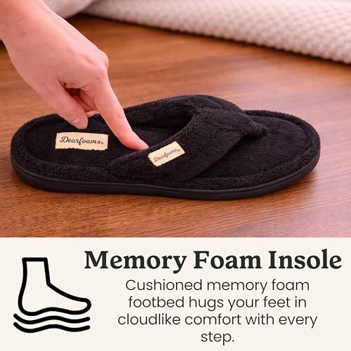 Image of Dearfoams Women's Melanie Colorblocked Microfiber Terry Thong Slipper