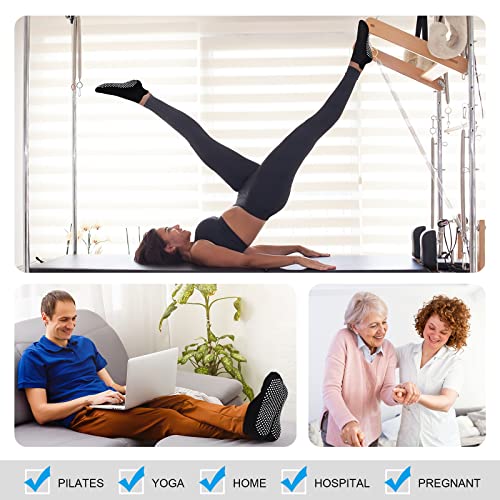 ELUTONG Unisex Non Slip Socks for Yoga,Pilates,Workout,Home,Hospital Ankle Cotton Anti Skid Grip Socks for Adults Men Women2