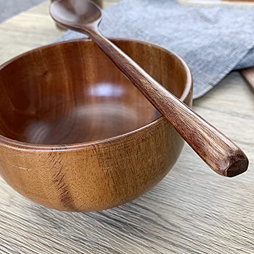 Image of Wooden Spoons for Eating, ADLORYEA 9 inch Small Wooden Soup Spoon Mixing Stirring Tasting, 6-Piece Dark Brown Wood Spoons for Soup and Korean Food, Eco Friendly Wooden Eating Utensils