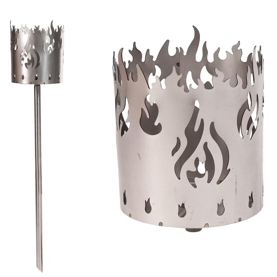 Gartenfackel für draußen Motiv Feuer 1x Brennelement - Holzspäne mit Wachs - Schwedenfackel Pelletfackel Feuersäule Flammschalen Wachsfackel Gartenleuchte