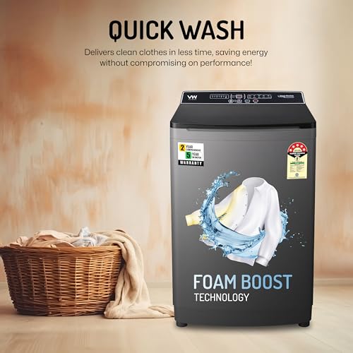 Image of VW V8 TurboWash 8 Kg 5 Star Fully-Automatic Top Loading Washing Machine (Grey)