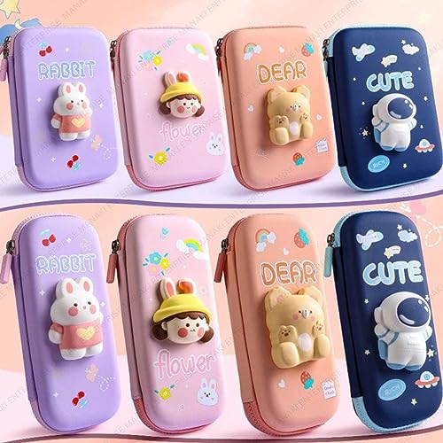Image of Cartoon Theme 3D EVA Pencil Case, Multipurpose Zipper Pouch for Kids, Pen Bag for School, Girls, Stationery Storage Box (Flower Big Pouch)