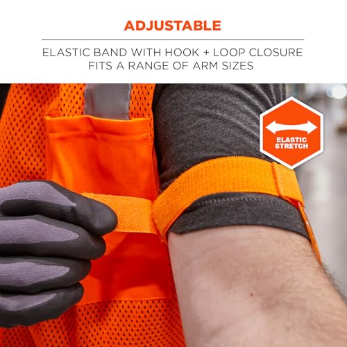 Image of Ergodyne - 19951 Squids 3386HV High Visibility Arm Band ID /Badge Holder Hi-vis Orange