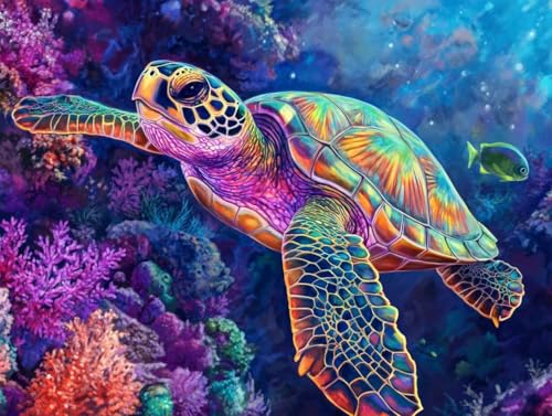 Pintar por numeros adultos tortuga marina pintura acrilica con pinceles 80x60cm
