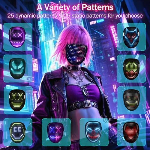Led Mask Light Up Mask With Gesture Sensing, Kids Toys Gifts for Men Boys - image 5
