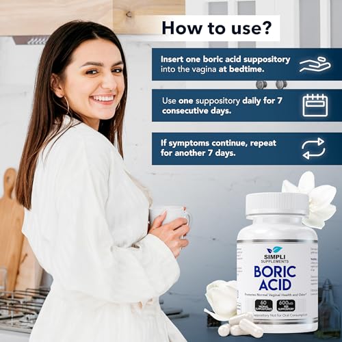 60 boric acid suppositories for women  bv treatment for women  ph balance pills  vaginal care  bacterial vaginosis treatment boric acid 600mg
