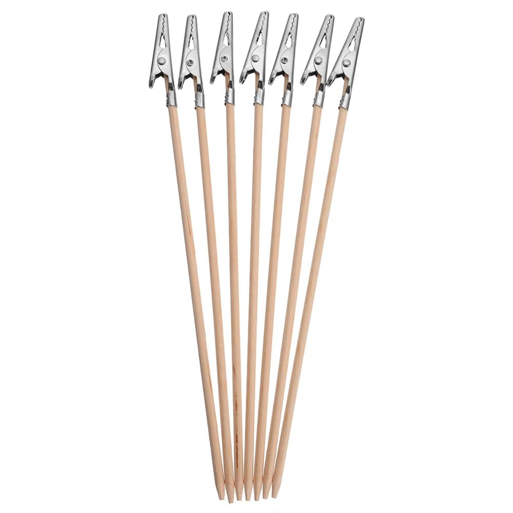 reamhome 100 Pcs Bamboo Alligator Clamp Clips Stick Long- Tailed Alligator Clip Photo Holder Stand Memo Clip Memo Note Clip