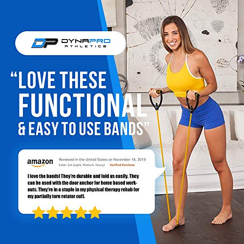 DYNAPRO Resistance Bands Workout Equipment with Easy Grip D Handle, Adjustable Length, and 5 Tension Levels