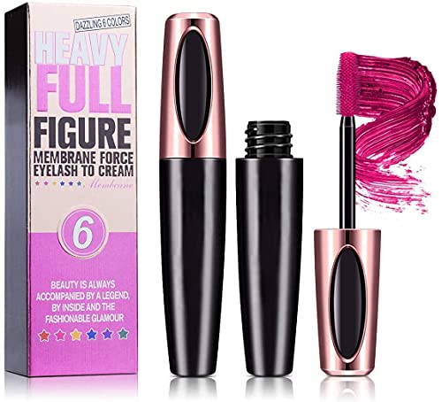 Waterproof Colored Mascara,4D Silk Fiber Lash Mascara,Luxuriously Longer,Thicker,Voluminous Eyelashes,Long-Lasting,Dramatic Extension,Smudge-proof,Hypoallergenic Formula (Pink)