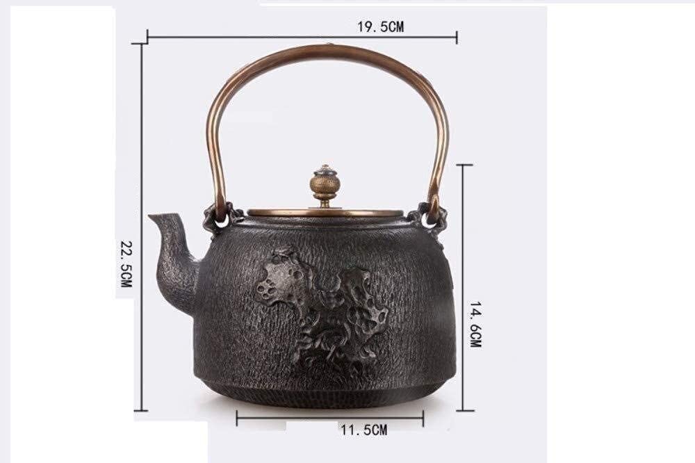 Theiere en Fonte Théière en Fonte 1.8L Fonte Théière Théière Artisanat Vieux Fer Pot Manuel Fer À L'intérieur Et À L'extérieur Pas De Revêtement Japonaise Théière Théière Fonte