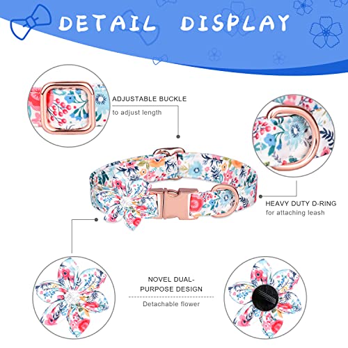 Dog Collar for Large Dogs, Detachable Adjustable Bow Tie & Flower and Alloy Buckle & D Ring, Pet Gift Dog Bowtie for… - Image 3