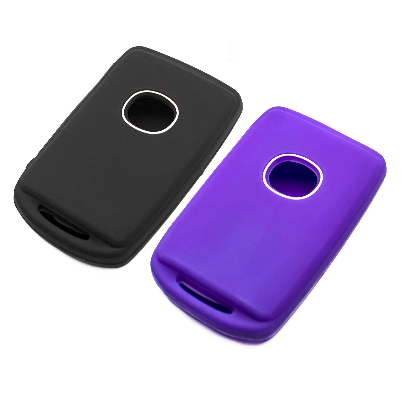 Silicone Key Fob Cover Fit for Mazda 3 6 CX-3 CX-30 CX-5 CX-50 CX-9 CX-90 MX-30 EV 3 Sport MX-5 Miata 3 4 Button Keys on Side | Car Accessories | Remote Key Protection Case - Black & Purple