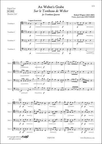 PARTITION CLASSIQUE - Sur le Tombeau de Weber - R. WAGNER - Quatuor de Trombones