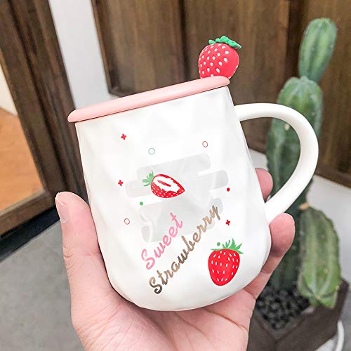 Cartoon Big Belly Strawberry Ceramic Cup Lovely Fresh Mug Coffee Cup 400ml Oblique Letter
