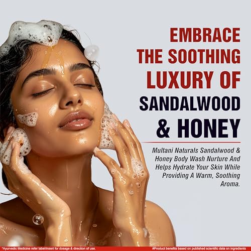 Image of Multani Naturals Sandalwood & Honey Body Wash I Ayurvedic Body Wash with Sandalwood & Almond Oil and Aloe Vera Extracts for Men & Women - its Unisex I Herbal Body Cleanser for Healing & soothing your Body I Paraben Free I Sulphate Free I Kind to All Skin Types I (270ml)