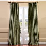 HPD Half Price Drapes DIS-ID37-96 Textured Dupioni Silk Curtains for Bedroom, Living Room (1 Panel), 50 X 96, Restful Green