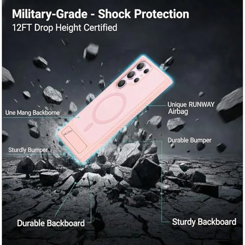 tlkawzy Magnetic Case for Samsung Galaxy S23 Ultra, [Compatible with MagSafe] with Invisible Stand, Military Grade Drop Protection, Shockproof Translucent Slim Cover, Pink - image 7