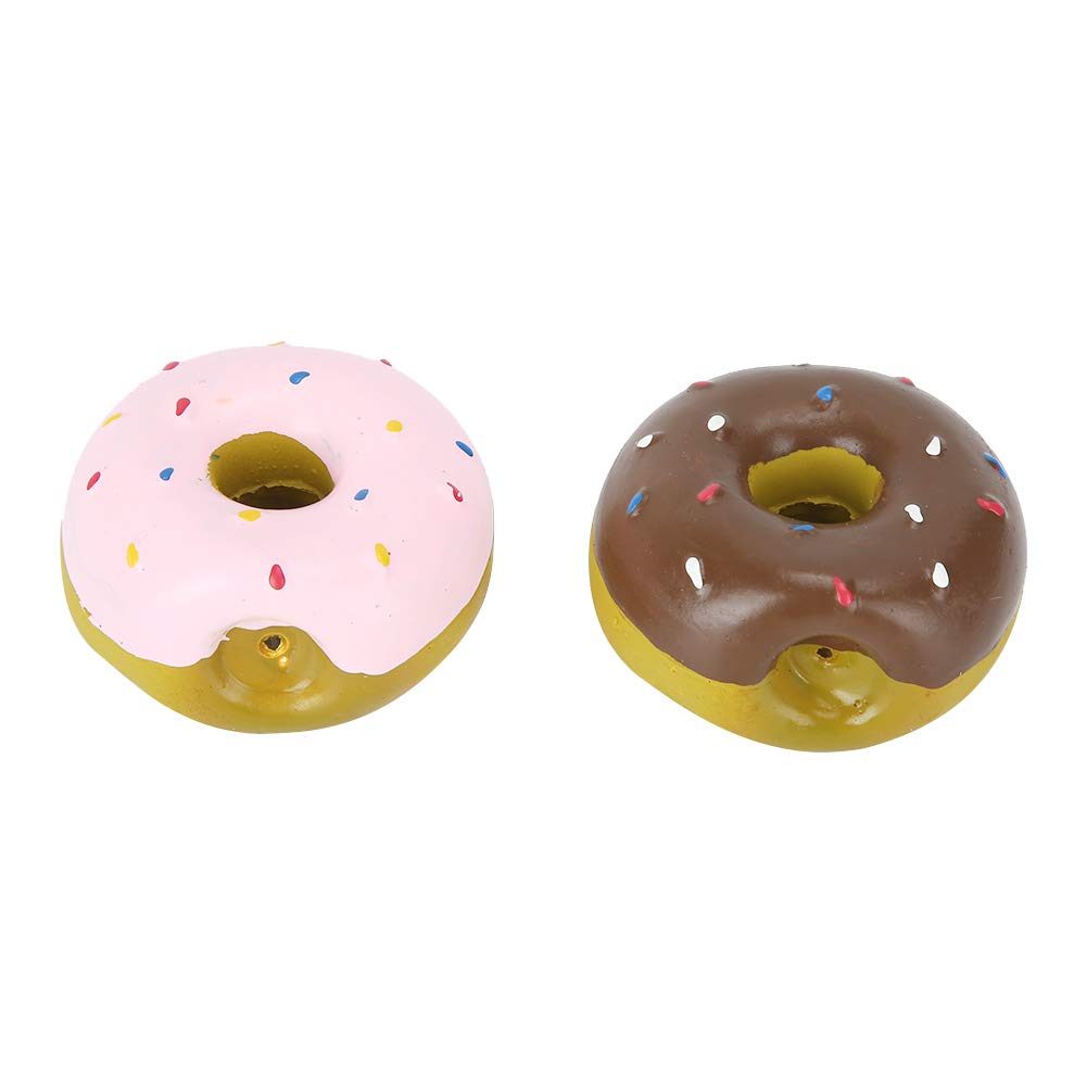 Mrisata Dog Plastic Toy Doughnut Teeth 6.3cm 2pcs Latex Pet Doughnut Shape Sounding Teeth Cleaning Chewing Biting Interactive Training Toy for Dogs - Image 3