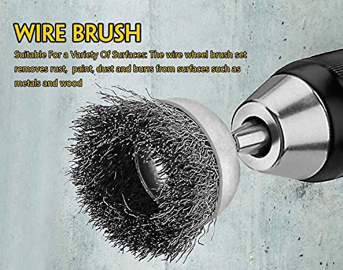 6 Pcs Wire Wheel Cup Brush Set,1/4In Round Shank Wire Brush For Drill Attachment, For Cleaning Rust, Stripping And Abrasive #TOP7