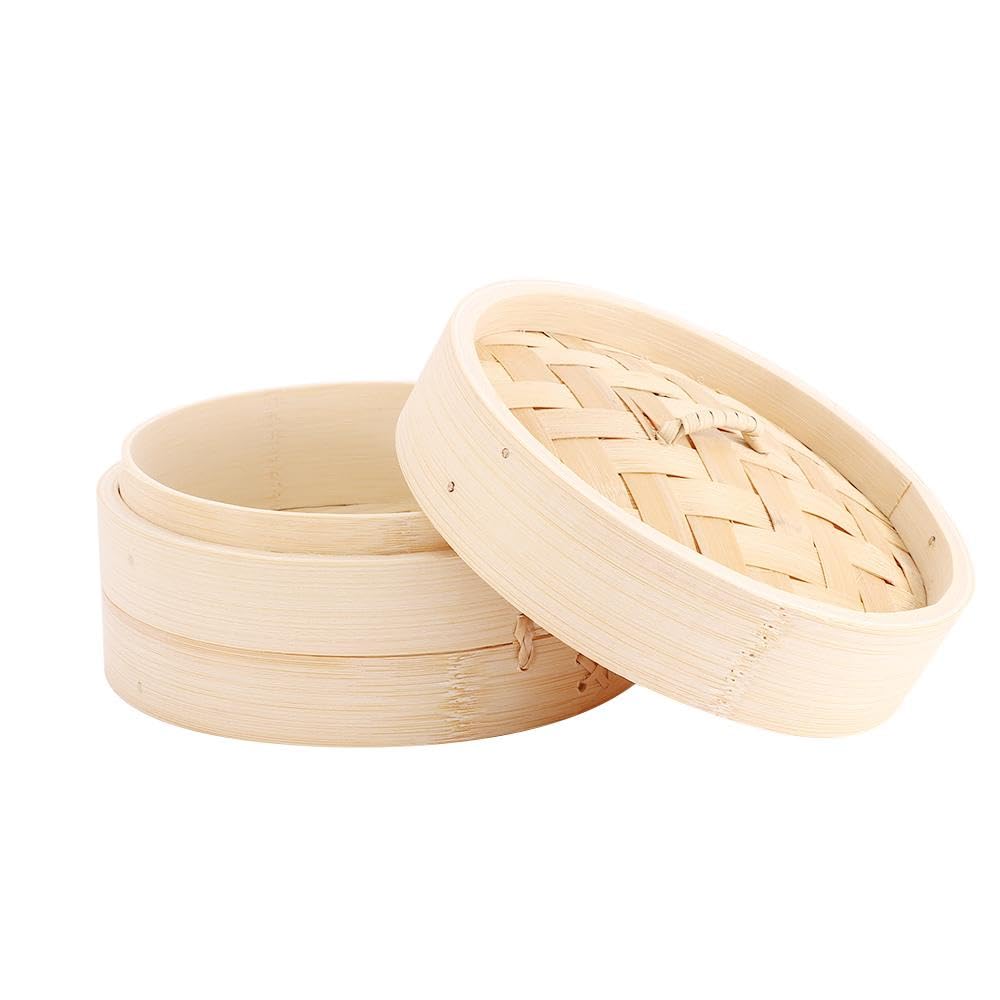 Generic Chinese Bamboo Steamer, 10cm Round, Wood Color, Bamboo Material, Dumplings & Vegetable Steamer Basket
