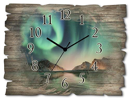 ARTLAND Wanddeko Wanduhr ohne Tickgeräusche aus Holz Funkuhr 40x30 cm...