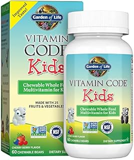Garden of Life Vegetarian Multivitamin Supplement for Kids, Vitamin Code Kids Chewable Raw Whole Food Vitamin with Probiotics, 60 Chewable Bears