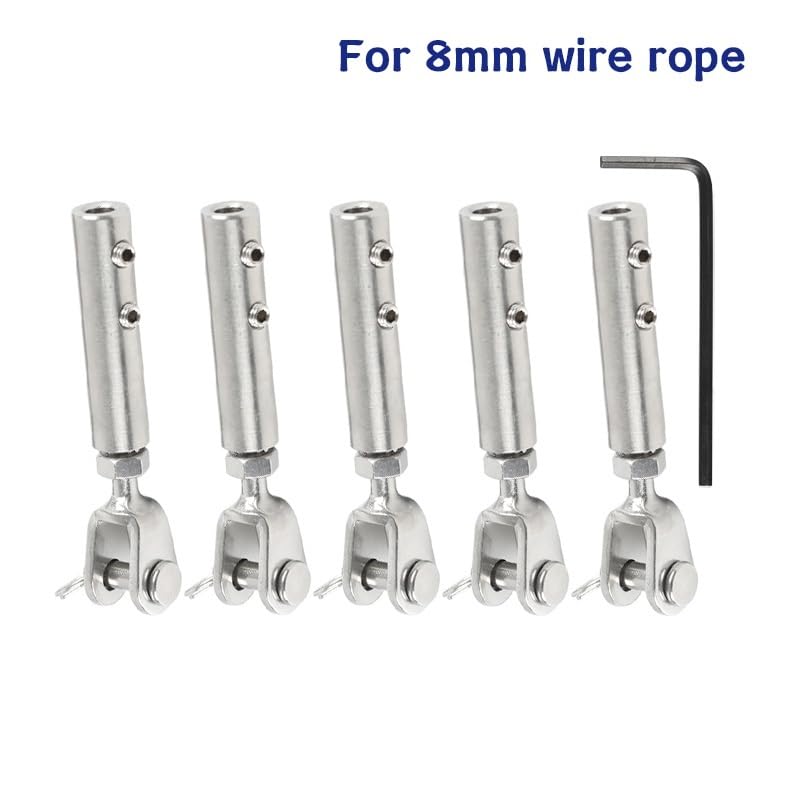 Presillas Cable Acero For kit de barandilla de cable de 8 mm, terminal de tensión de mordaza de horquilla de cable de acero, anclaje de palanca con pernos prisioneros de tornillo hexagonal Abrazaderas