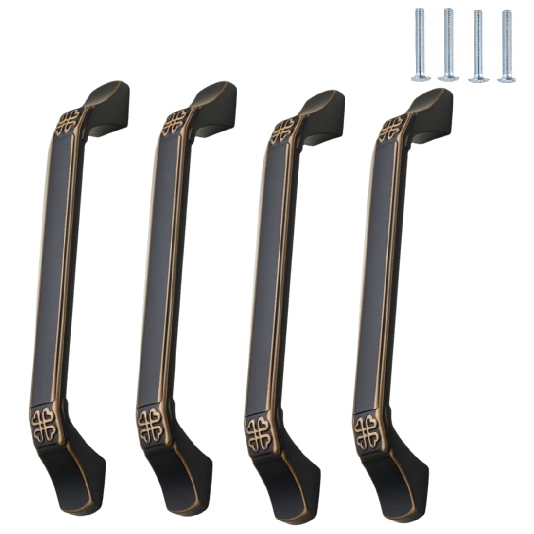 NLQCSXWEP Zinc Alloy Cabinet Bow Handle, Zinc Alloy Cabinet Wardrobe Door Drawer Handle Black Pack of 4(A-128mm Black)
