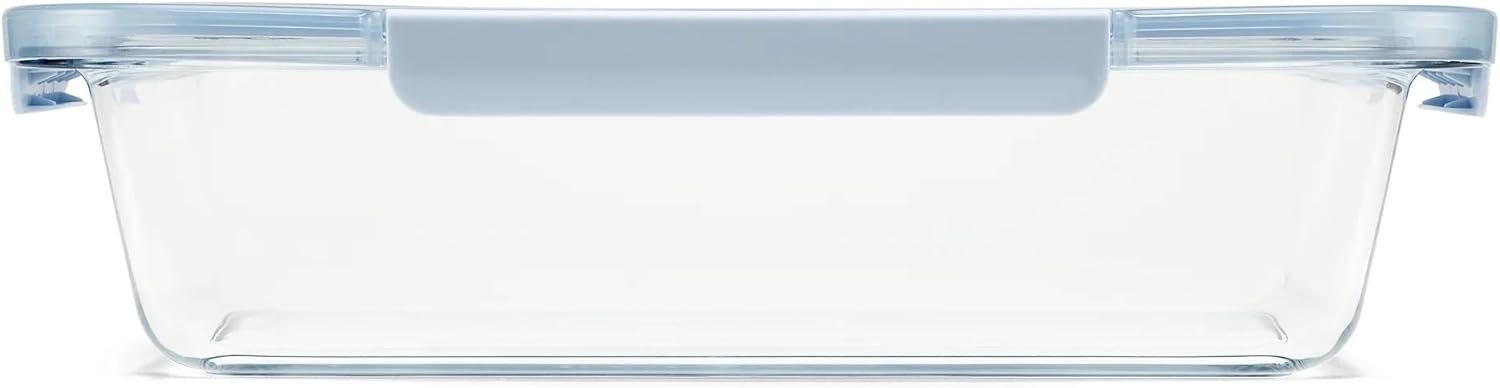 9" x 13 "glass baking tray with bluish cover and tempered glass baking tray is very suitable for lasagna, barbecue, meal preparation and frozen meal preparation. Oven dishwasher safety