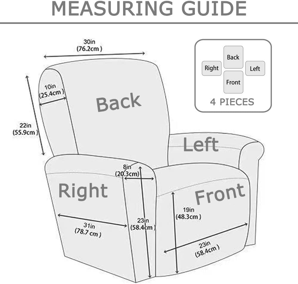 Stretch Armchair Slipcovers Recliner Covers with Pockets Geometric Printed Recliner Chair Slipcovers 4 Pieces Non-Slip Armchair Sofa Cover Spandex Furniture Protector for Living Room (the bird's nest)