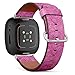 CJBROES Replacement Leather Watch Band, Compatible with Fitbit Versa 3 and Fitbit Sense of Wristband Bracelet Accessory - Pink Lineart Floral Texture