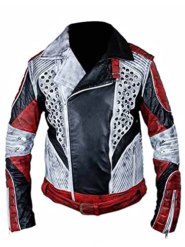 Mens Descendants 2 Cameron Boyce Carlos Classic Party Wear Gothic Style Genuine Cowhide Leather Jacket