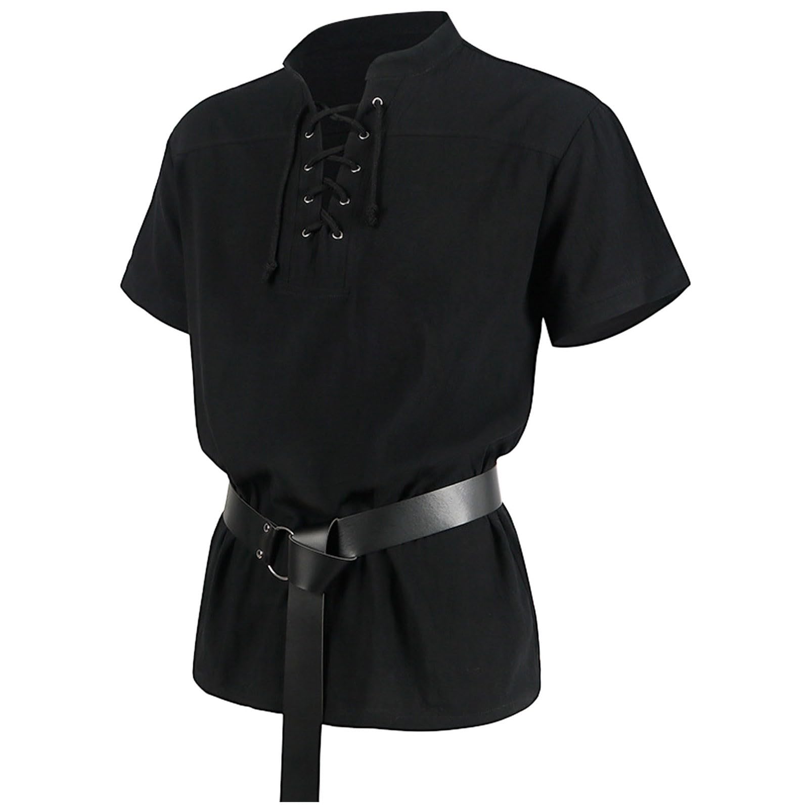 Generico Camicia Uomo Maniche Lunghe-Camicia Gotica da Uomo a Maniche Corte con Fasciatura di Halloween da Uomo
