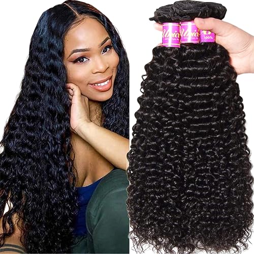 UNICE Human Hair Bundles Curly 8 10 12 inch 100% Unprocessed Malaysian Virgin Weave 3 Bundle Real Natural Black Human Hair Extensions 1B Natural Black Color for Women