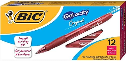 BIC Gel-ocity - Bolígrafo de gel retráctil original, punta media (0.028 in), rojo, 12 unidades, paquete de 3