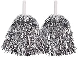 Alsino Pom Poms für Cheerleader Pompons Tanzwedel Cheerleading Kostümzubehör, Metallic - 2 Stück (Silber)