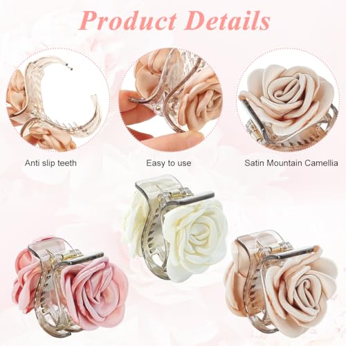 Image of MAYCREATE 3Pcs Hair Clips for Woman Flowers Acrylic Claw Hair Accessory