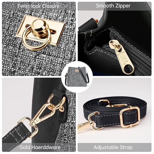 Image of KALIDI Crossbody Purses for Women Vegan Leather Bucket Bag Fashion Ladies Crossbody Handbag Shoulder Purse with Multi Pockets