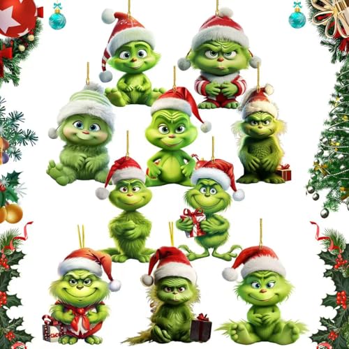Grinch Weihnachtsschmuck, 10 Stück Grinchs Weihnachtsbaumschmuck,...