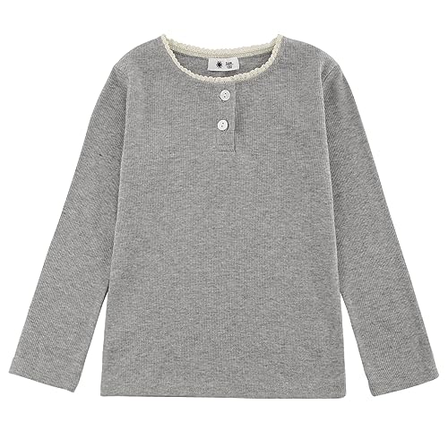 Toddler Girls Henley Long Sleeve Shirt,Crewneck Pullover Tops for Girls