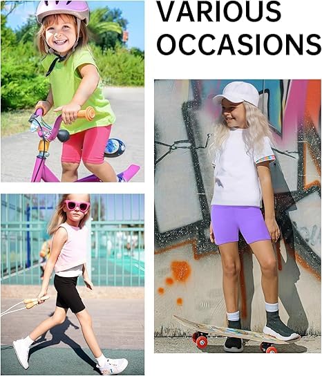 WKLOUYHE Girls' Cycling Shorts Kids Cotton Shorts Leggings for Girls Summer_Pack of 02,Black and White(12-13 Years) - Image 9 thumbnail