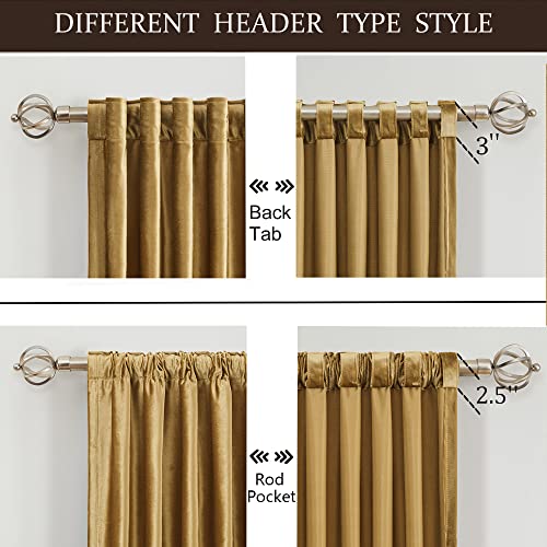 Image of 100% Blackout Gold Velvet Curtains 72 inches for Living Room,2 Panels Rod Pocket Back Tab Thermal Insulated Room Darkening Curtain with Liner Heavy Noice Reducing Soundproof Window Drapes for Bedroom