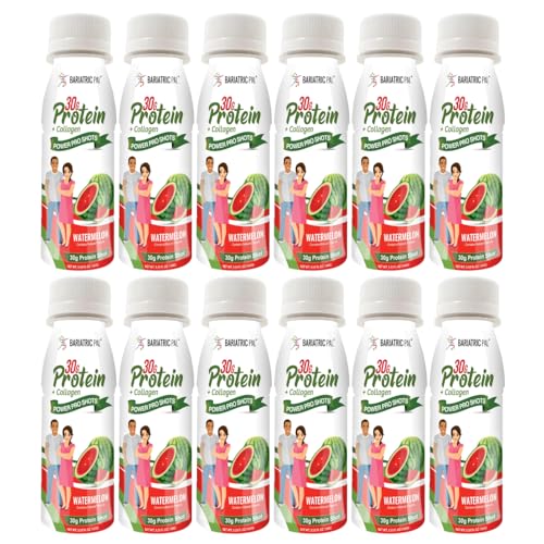 BariatricPal 30g Whey Protein & Collagen Sugar-Free Power Pro Shots - Watermelon (12 Bottles)