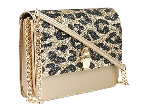 ROBERTO CAVALLI Class GWLPCF D61 Milano Rmx 00 Gold/Black Large Shoulder Bag