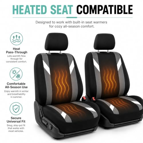 Image of FH Group FB033GRAY102 Bucket Seat Cover (Modernistic Airbag Compatible (Set of 2) Gray)