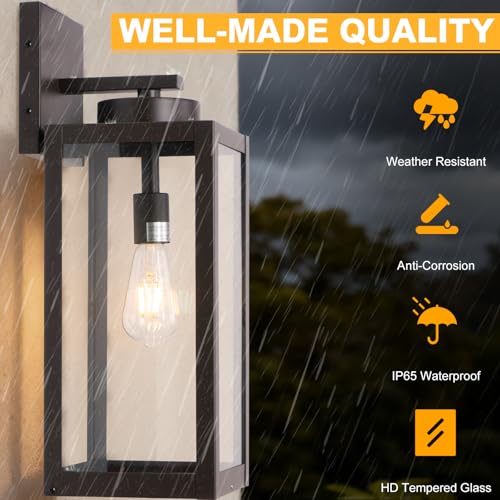 Image of 20 inch Oil Rubbed Bronze Large Outdoor Wall Lights with Closed Bottom | Waterproof Coach Lamp, Anti-Rust Exterior Lighting Fixtures Modern Outdoor Porch Light for House Patio Garage, E26, 2-Pack